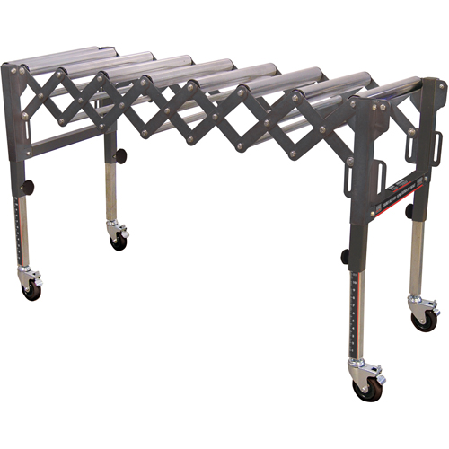 Extendable & Flexible Conveyor Roller Tables, 20" W x 52" L, 300 lbs. per lin. Ft. Capacity Fastek