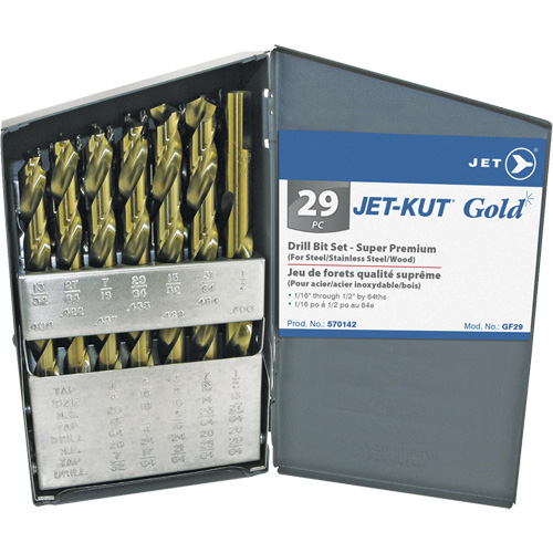 JET-KUT&reg; GOLD Super Premium Drill Bit Set, 29 Pieces, Alloy Steel Fastek