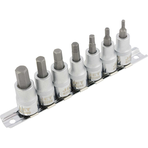 HSW3811M Jeu de sept douilles longues hexagonales m&eacute;triques 2", Hexagonale, Prise 3/8", 7 mr Fastek