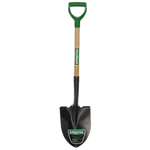 Round-Point Shovel, Tempered Steel Blade, Wood, D-Grip Handle Fastek