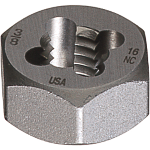 Hexagon Rethreading Dies, Bright Finish, 3/8"-16 Thread, High Speed Steel Fastek