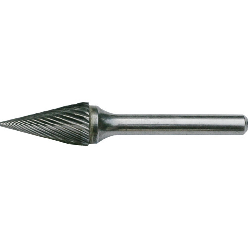 Solid Carbide Burrs - Pointed Cone Shape, SM-51, 1/4" Dia., 1/8" Shank, 1/2" Depth of Cut Fastek