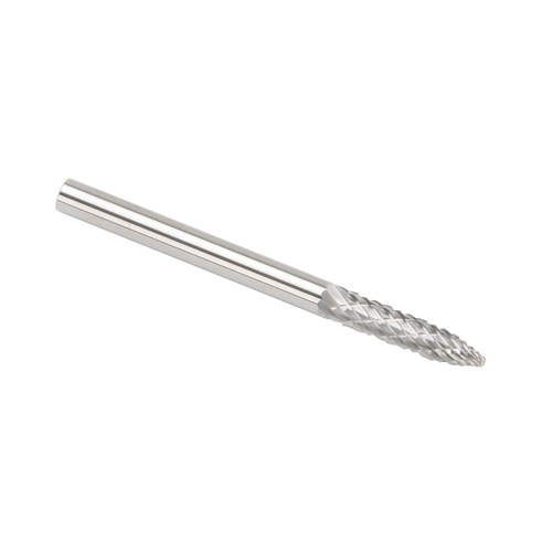 Solid Carbide Burrs - Tree Shape Pointed End, SG-44, 3 mm Dia., 1/8" Shank Fastek