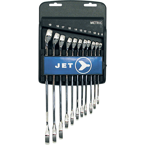 Jeux de cl&eacute;s mixtes combin&eacute;es longues enti&egrave;rement polies, Combinaison, 11 morceaux, M&eacute;trique Fastek