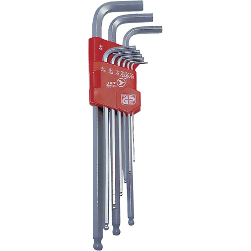 JBHK-9XL Extra Long Ball Nose Hex Key Set, 9 Pcs., Imperial Fastek