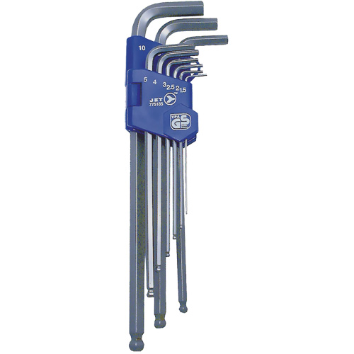 JBHK-9XLM Extra Long Ball Nose Hex Key Set, 9 Pcs., Metric Fastek