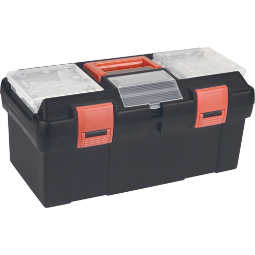 Plastic Tool Box, 17-1/2" W x 9-1/2" D x 8" H, Black Fastek