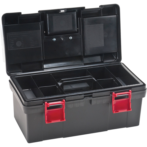 Plastic Tool Box, 17-1/2" W x 9-1/2" D x 8" H, Black Fastek