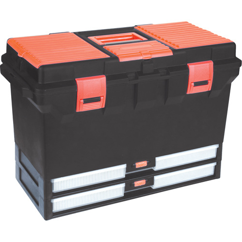 Plastic Tool Box, 22" W x 11" D x 14-1/2" H, Black Fastek