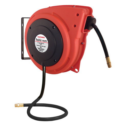 Rolair Automatic Rewind Hose Reel With PVC Hose, Air, 3/8" x 30', Single Hose, 300 psi Fastek