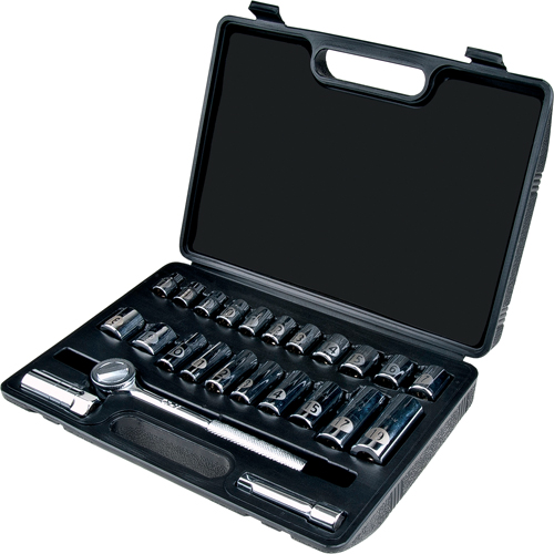 Metric Socket Set, 24 Pcs, 3/8" Drive Size, Deep Fastek