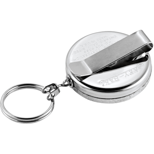 The Original Key Reel, Chrome, 24" Cable, Belt Clip Attachment Fastek