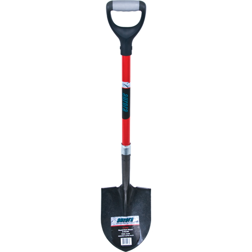 Heavy-Duty Round Point Shovel, Carbon Steel Blade, Fibreglass, D-Grip Handle Fastek