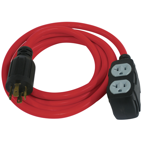 Generator Extension Cord, SJTW, 12/3 AWG, 30 A, 4 Outlet(s), 10' Fastek
