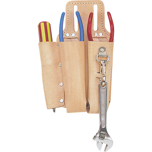 Porte-outils pour monteur de ligne, Porte-outil multiple, Cuir, 3 Poches Fastek