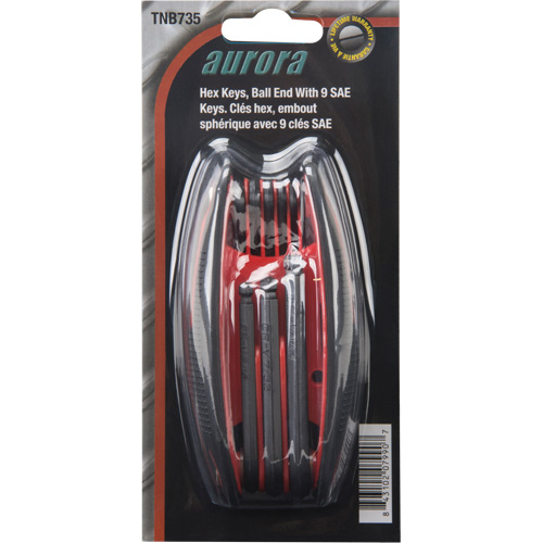 Jeu de cl&eacute;s hexagonales &agrave; bout sph&eacute;riques repliables, 9 mcx, Imp&eacute;rial Fastek