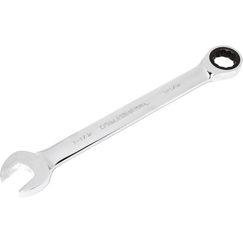 Ratcheting Combination Wrench, 12 Point, 1-1/2", Chrome Finish Fastek