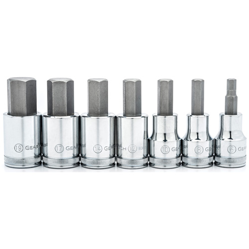 Jeu de douilles &agrave; embout m&eacute;triques, Hexagonale, Prise 1/2", 7 mr Fastek