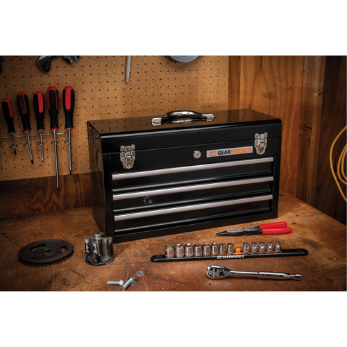 Boîte &agrave; outils portative, 20" la, 3 tiroirs, Noir Fastek