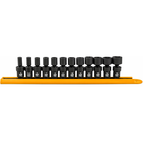 12-Piece 1/4" Drive 6 Point Universal impact Metric Flex Socket Set Fastek