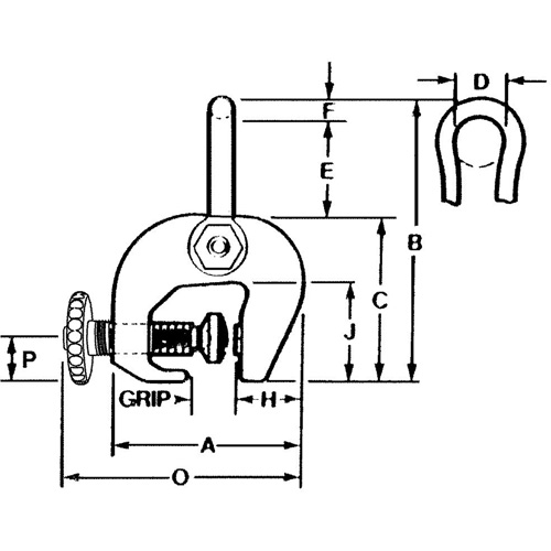 SAC Plate Clamp, 12000 lbs. (6 tons), 0" - 3" Jaw Opening Fastek