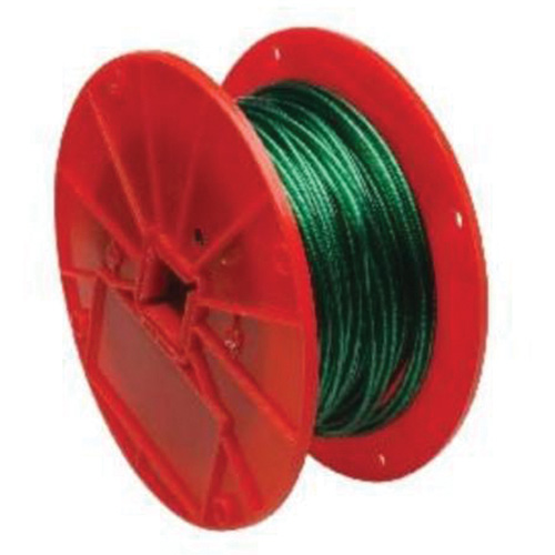 Wire Cable, 250' (76.2 m) x 1/16", 28 lbs. (0.014 tons), Vinyl Coated Fastek