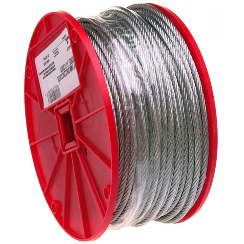 Wire Cable, 250' (76.2 m) x 3/16", 840 lbs. (0.42 tons), Galvanized Fastek