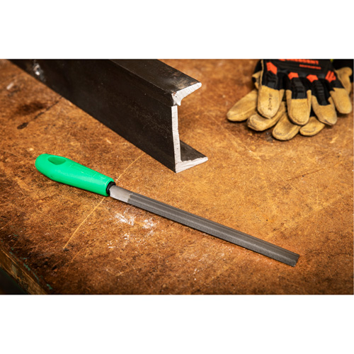 Double Cut File with Green Handle, Half Round, 8", Bastard Fastek
