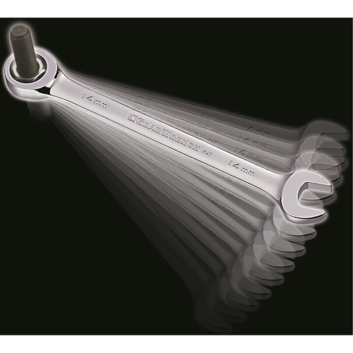 72-Tooth 12 Point Ratcheting Wrench Set, Combination, 5 Pieces, Metric Fastek