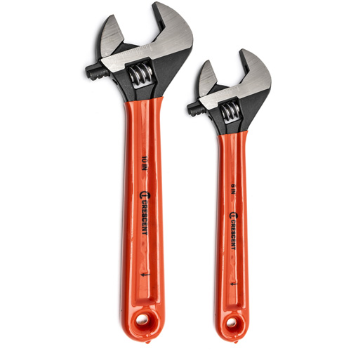 Jeu de cl&eacute;s &agrave; oxyde noir avec poign&eacute;es coussin&eacute;es, Ajustable, 2 morceaux, Imp&eacute;rial et m&eacute;trique Fastek