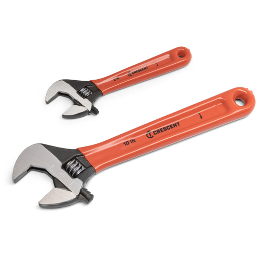 Jeu de cl&eacute;s &agrave; oxyde noir avec poign&eacute;es coussin&eacute;es, Ajustable, 2 morceaux, Imp&eacute;rial et m&eacute;trique Fastek