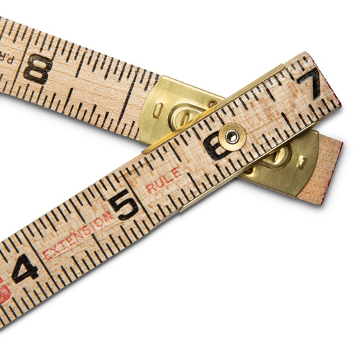 Folding Rule, 6' L, Wood, 1/16" Graduations Fastek
