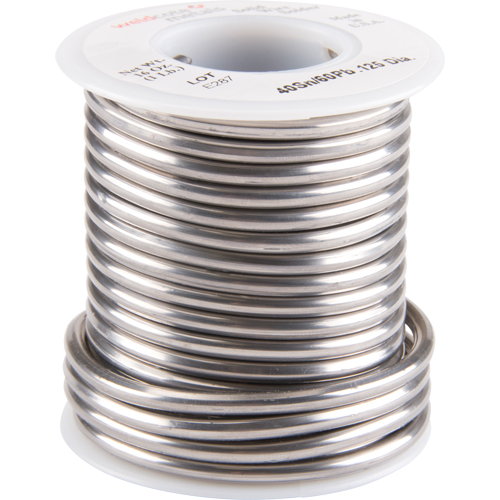Common Solder, Lead-Based, 40% Tin 60% Lead, Solid Core, 0.125" Dia. Fastek