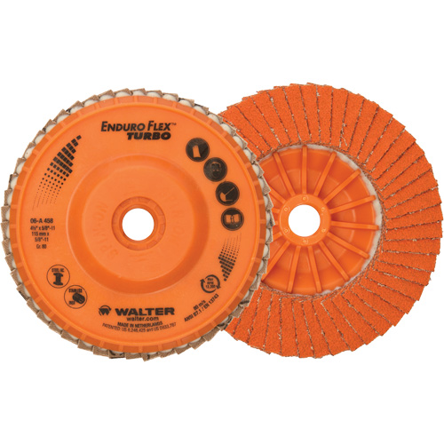Enduro-Flex Turbo Flap Disc, 4-1/2" x 5/8"-11, Type 27S, 80 Grit, Ceramic Fastek