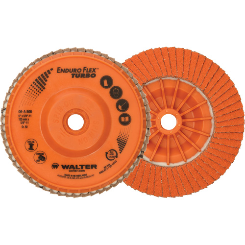 Enduro-Flex Turbo Flap Disc, 5" x 5/8"-11, Type 27S, 80 Grit, Ceramic Fastek