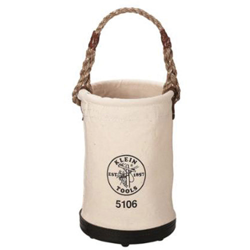 Straight-Wall Bucket, 14" H, Canvas, Beige Fastek