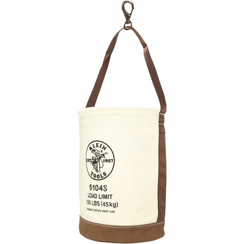 Leather-Bottom Bucket, 17" H, Canvas, White Fastek