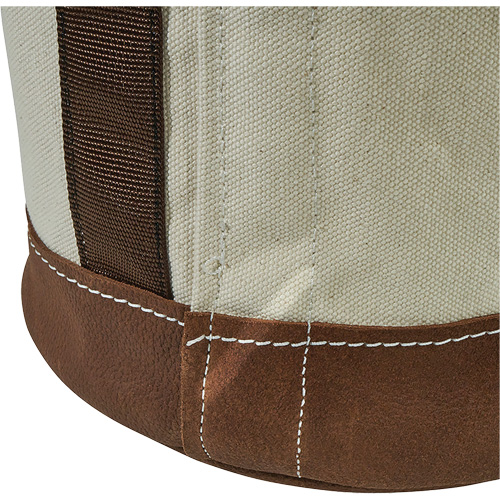 Leather-Bottom Bucket, 17" H, Canvas, White Fastek