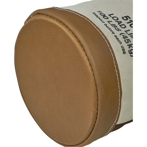 Leather-Bottom Bucket, 17" H, Canvas, White Fastek