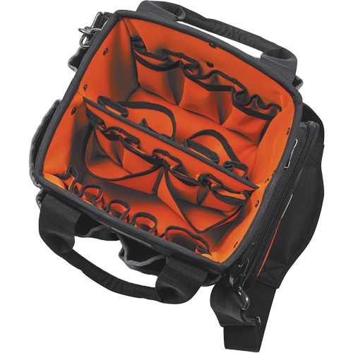Tradesman Pro Tool Tote, Ballistic Nylon, 40 Pockets, Black/Orange Fastek
