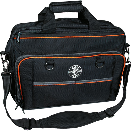 Tradesman Pro Tech Bag with Laptop Pocket, Polyester, 22 Pockets, Black/Orange Fastek