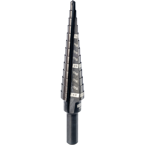 #1 Step Drill Bit, 1/8" - 1/2" , 1/32" Increments, High Speed Steel Fastek