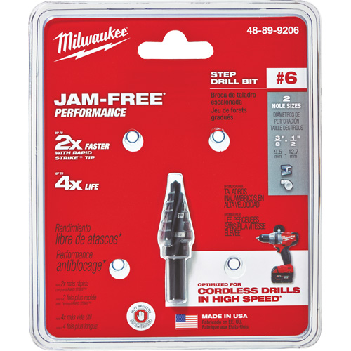 Foret &eacute;tag&eacute; no 6, 3/8" - 1/2", Incr&eacute;ments de 1/16", Acier rapide Fastek