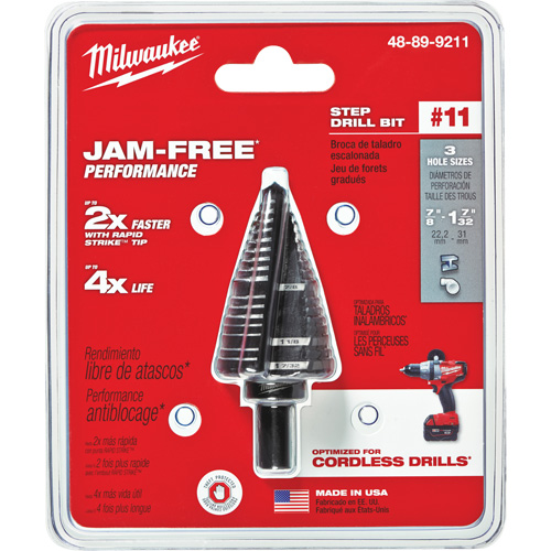 Foret &eacute;tag&eacute; no 11, 7/8" - 1-7/32", Acier rapide Fastek