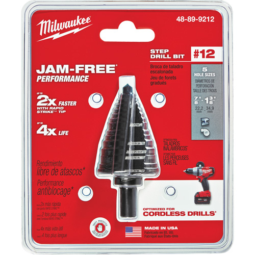 Foret &eacute;tag&eacute; no 12, 7/8" - 1-3/8", Acier rapide Fastek