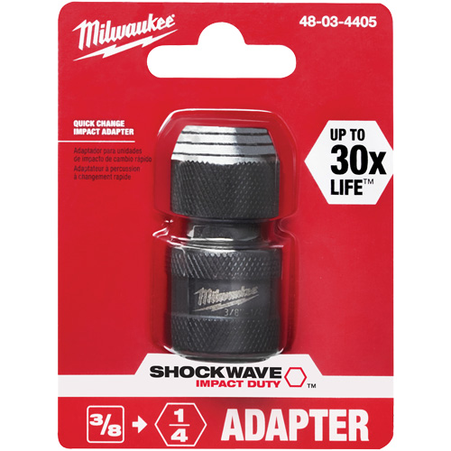 Adaptateur de douille carr&eacute;e &agrave; hexagonale pour tournevis &agrave; percussion Shockwave, Chocs, Prise 1/4", Douille 3/8", 1,875" lo Fastek