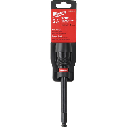Quik-Lok Impact Drill Bit Extension, 7/16" Max. Diameter, 5-1/2" Length, 7/16" Shank Fastek