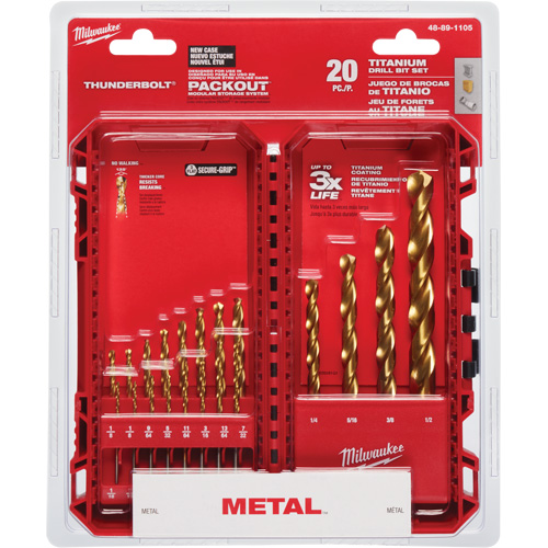 Thunderbolt&reg; Drill Bit Set, 20 Pieces, High Speed Steel Fastek