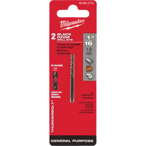 Thunderbolt&reg; Jobber Drill Bit, High Speed Steel, 1/16", 1-7/8" L, 7/8" Flute, 135° Point Angle Fastek