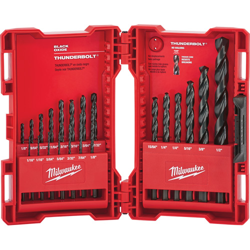 Thunderbolt&reg; Jobber Drill Bit Set, 21 Pieces, Alloy Steel Fastek